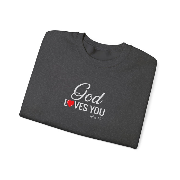 God Loves You Crewneck Sweatshirt — Inspirational Christian Message (John 3:16)