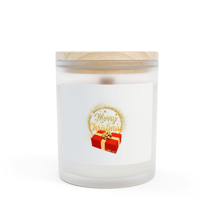 Merry Christmas Frosted Glass Candle, Holiday Decor, Christmas Gift, Home Fragrance, Relaxation Candle, Festive Gift Idea