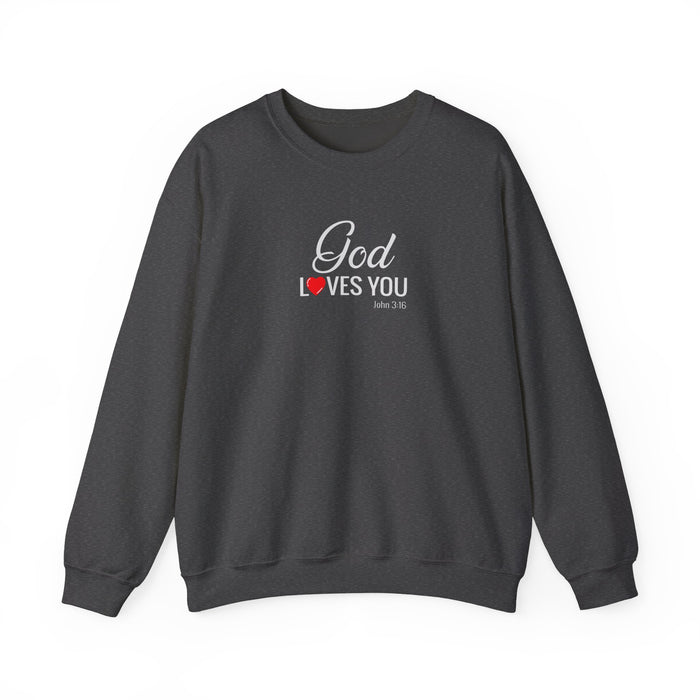 God Loves You Crewneck Sweatshirt — Inspirational Christian Message (John 3:16)