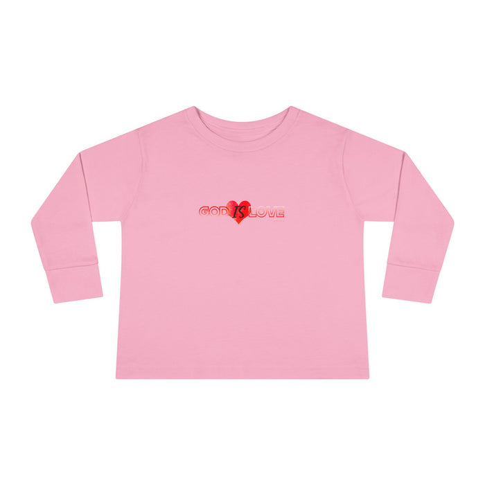 God is Love Cute Heart Toddler Long Sleeve Tee, Kids Gift, Valentine's Day Outfit, Baby Shower, Everyday Wear, Playtime Shirt