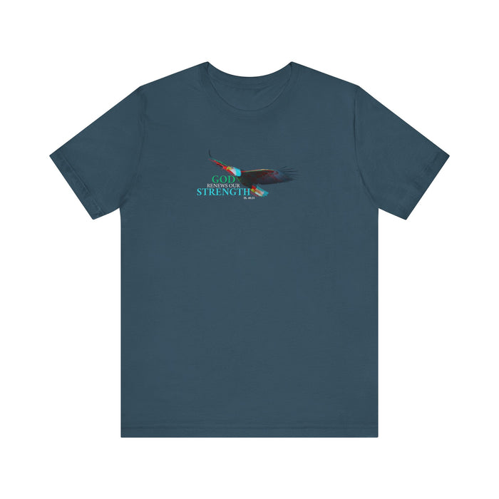 God Renews Our Strength Men’s Unisex T-Shirt - Inspirational Eagle Design