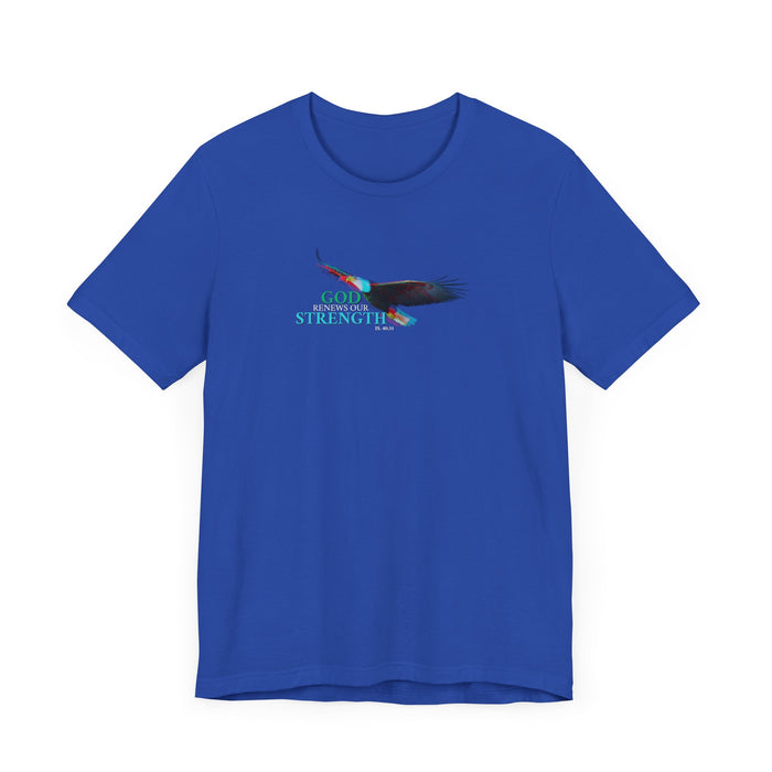God Renews Our Strength Men’s Unisex T-Shirt - Inspirational Eagle Design
