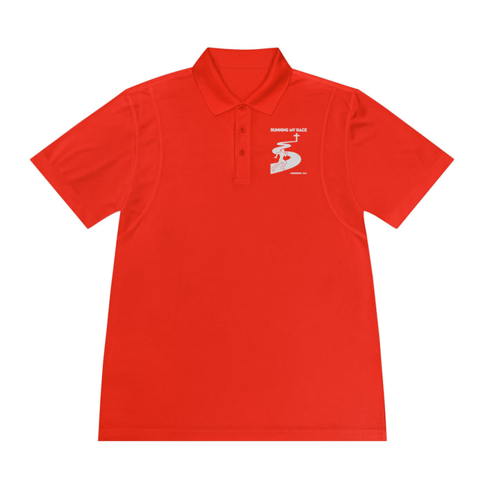 Running My Race Golf Polo Shirt - Minimal Golf Course Logo Performance Mens Sport Polo