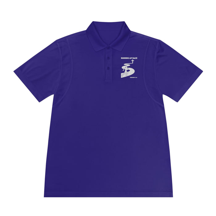 Running My Race Golf Polo Shirt - Minimal Golf Course Logo Performance Mens Sport Polo