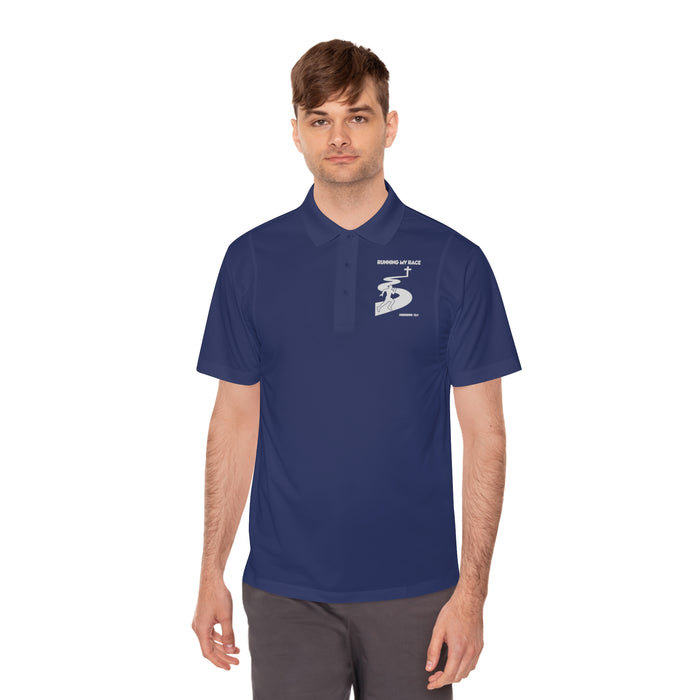 Running My Race Golf Polo Shirt - Minimal Golf Course Logo Performance Mens Sport Polo