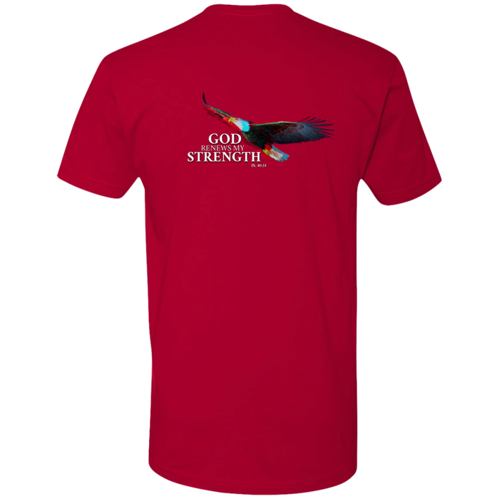 God Renews My Strength Men’s Premium Short Sleeve T-Shirt (Back Design)