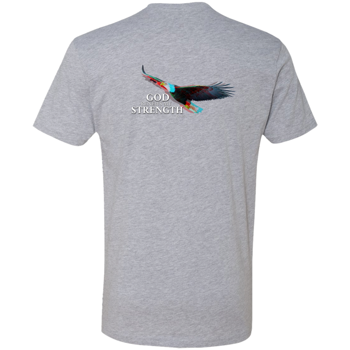 God Renews My Strength Men’s Premium Short Sleeve T-Shirt (Back Design)