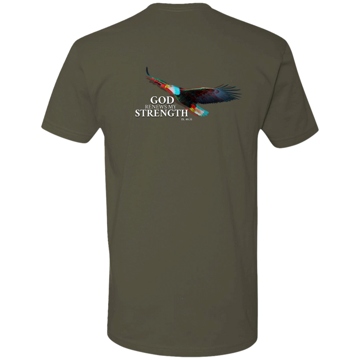 God Renews My Strength Men’s Premium Short Sleeve T-Shirt (Back Design)
