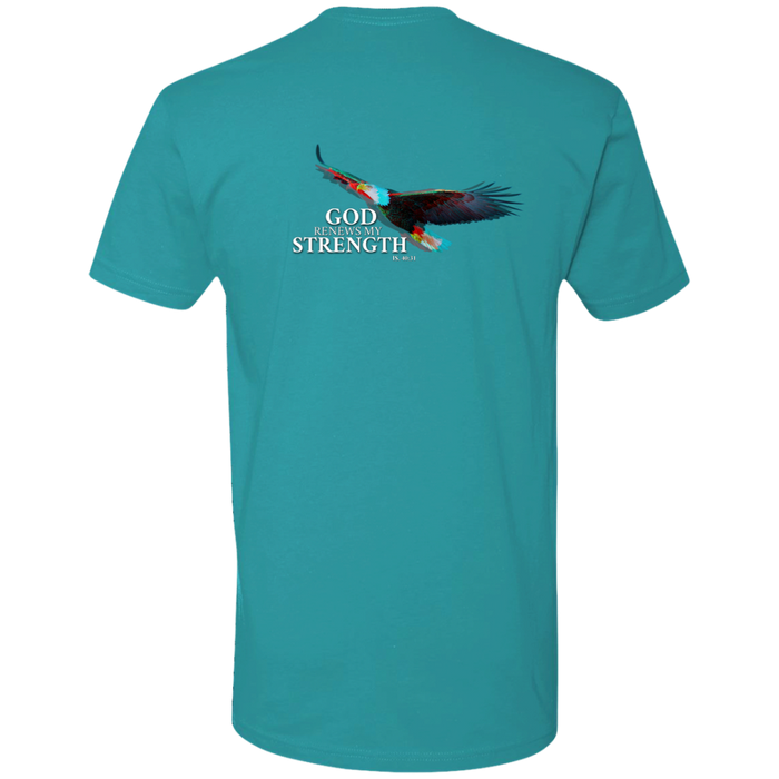 God Renews My Strength Men’s Premium Short Sleeve T-Shirt (Back Design)