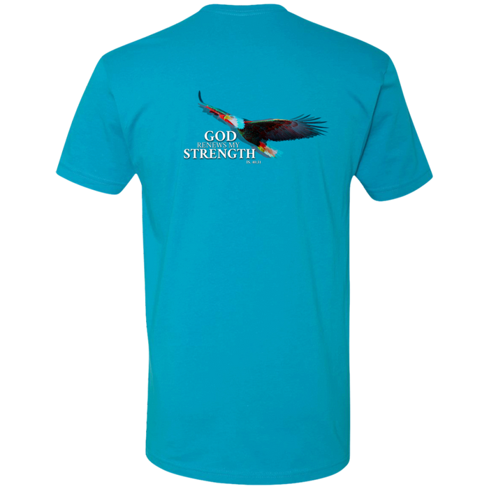 God Renews My Strength Men’s Premium Short Sleeve T-Shirt (Back Design)