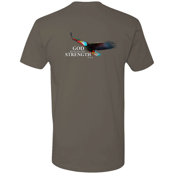 God Renews My Strength Men’s Premium Short Sleeve T-Shirt (Back Design)