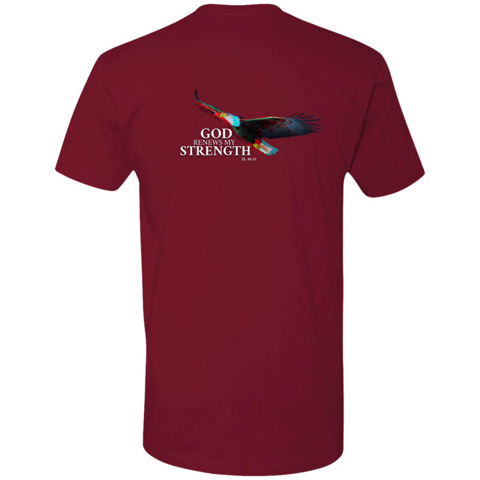 God Renews My Strength Men’s Premium Short Sleeve T-Shirt (Back Design)
