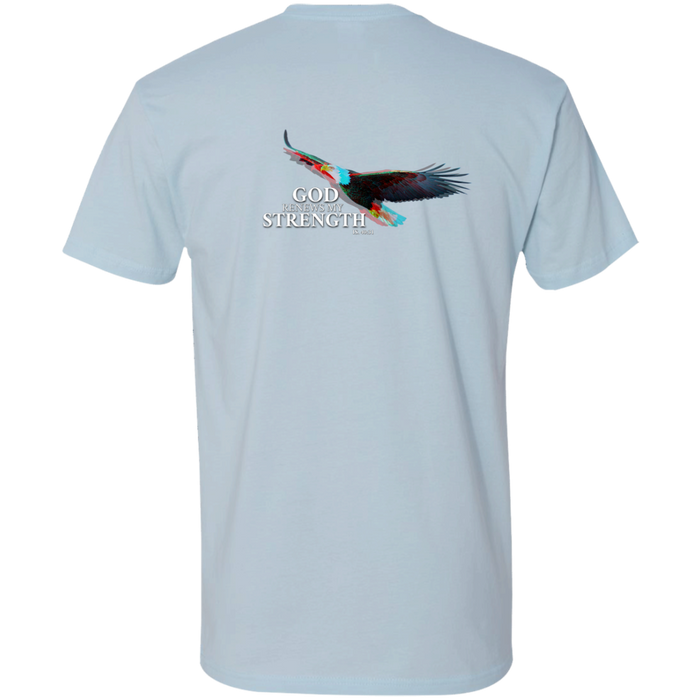 God Renews My Strength Men’s Premium Short Sleeve T-Shirt (Back Design)