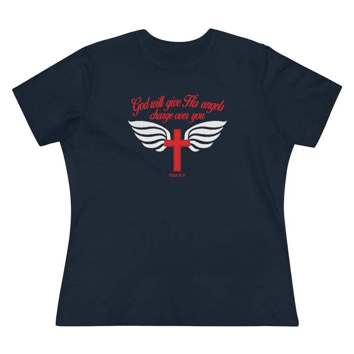 God Will Give His Angels Charge Over You Women's Premium Tee