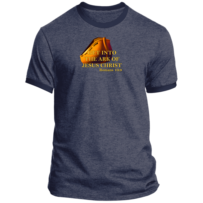 Get Into the Ark of Jesus Christ Men’s Ringer Tee