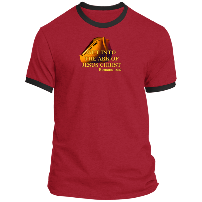 Get Into the Ark of Jesus Christ Men’s Ringer Tee