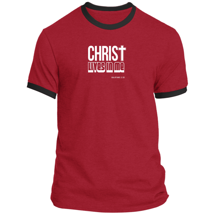 Christ Lives in Me Men’s Ringer Tee