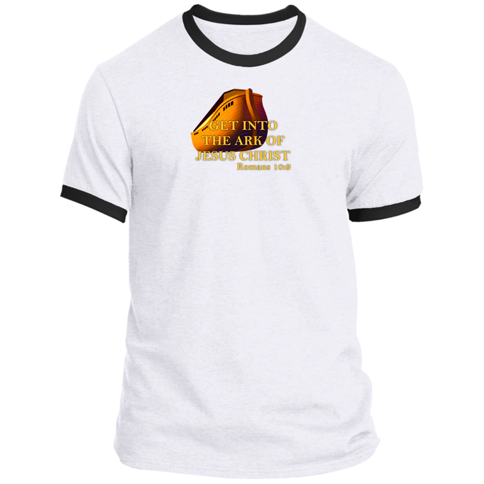 Get Into the Ark of Jesus Christ Men’s Ringer Tee