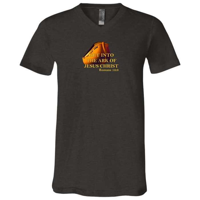 Get Into the Ark of Jesus Christ Men Unisex Jersey S V Neck Tee