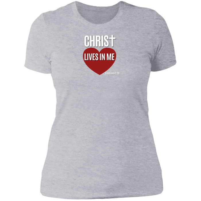 Christ Lives in Me Ladies Boyfriend Tee