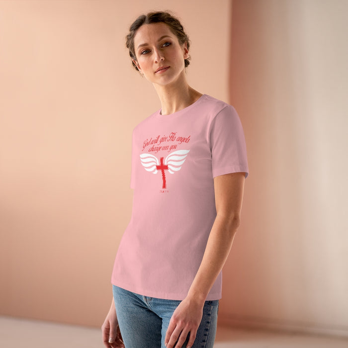 God Will Give His Angels Charge Over You Women's Premium Tee