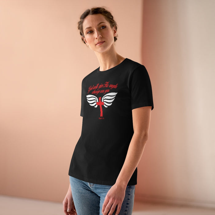 God Will Give His Angels Charge Over You Women's Premium Tee