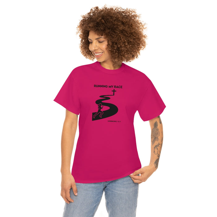 Running My Race Women Unisex Heavy Cotton Tee
